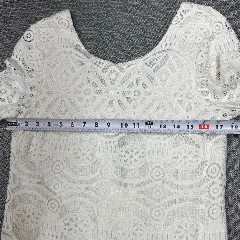 NWT Sezane Sarah Robe Crochet Eyelet 3/4 Sleeve Mini Dress (38) Ecru Cream - Picture 8 of 10